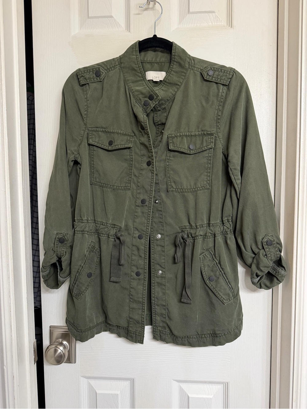 LOFT Green Utility Jacket with Drawstring Waist
